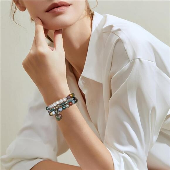 Healing Crystal Beaded Bracelets for Women,Natural Amethyst Gemstones - Picture 3 of 7